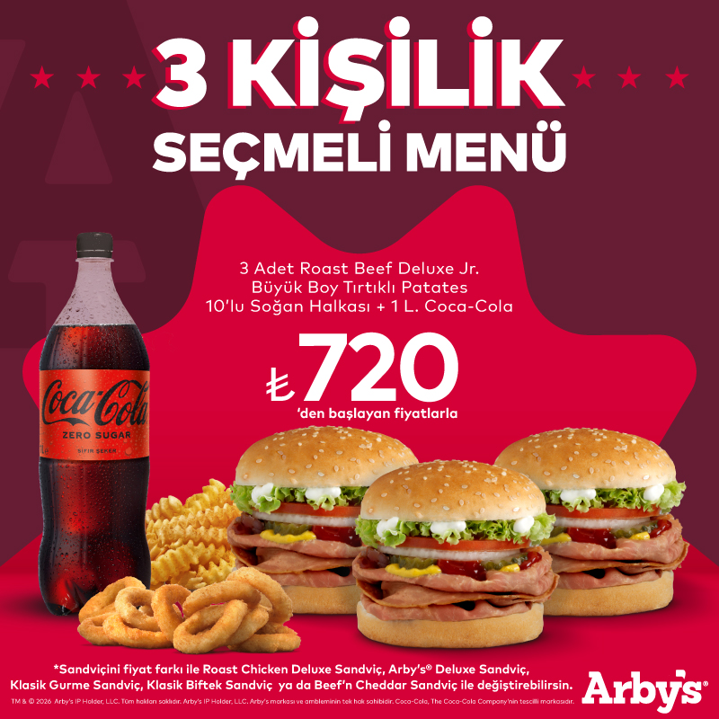 Arby's - 3 Kişilik Seçmeli Menü