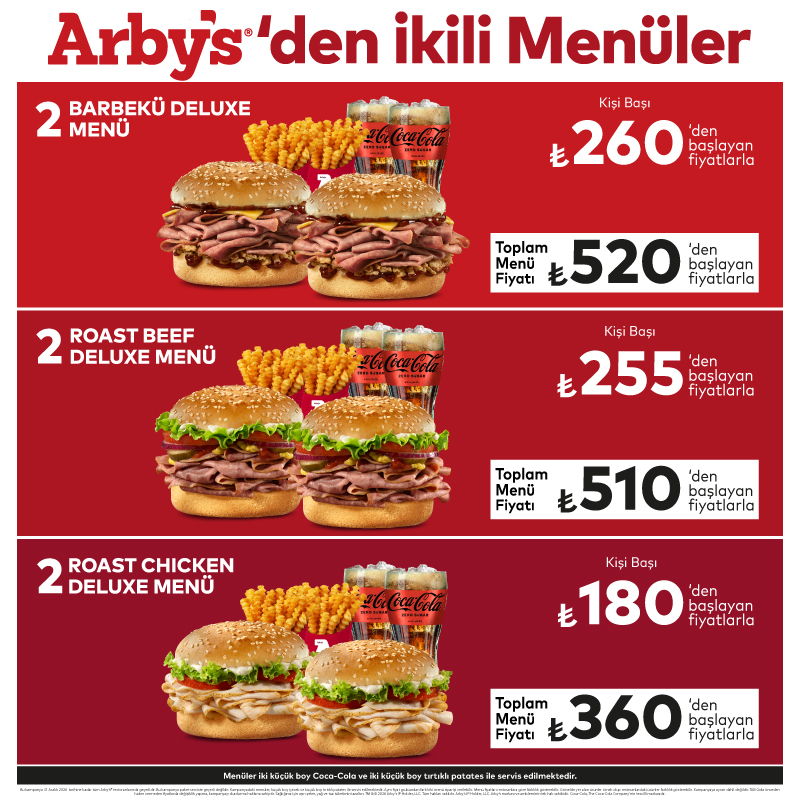 Arby’s®’den İkili Menüler
