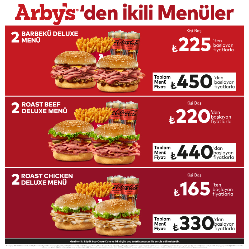 Arby’s®’den İkili Menüler